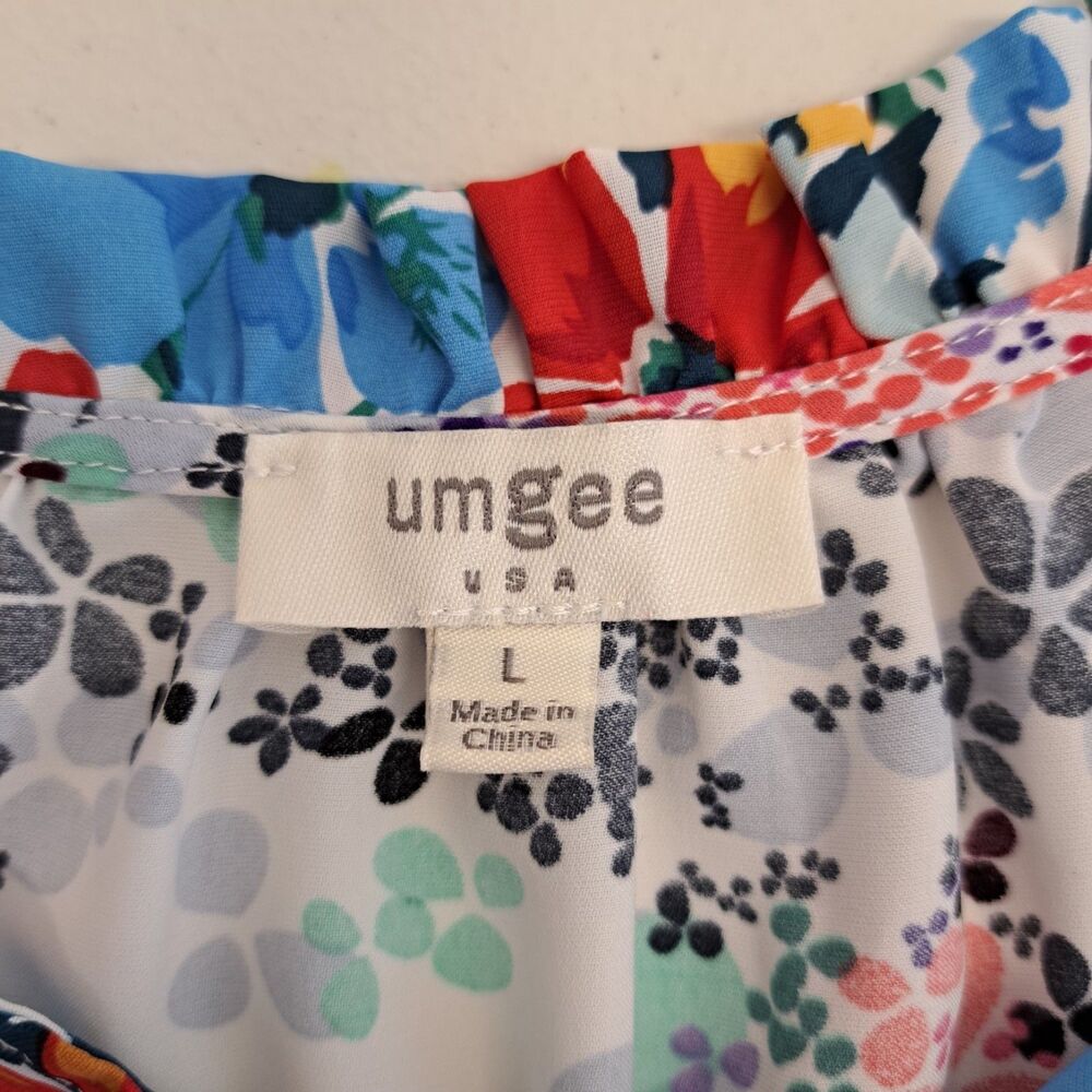 Umgee Women's L Boxy Cut Floral Painted Petals Top 3/4 Sleeve - Picture 3 of 7